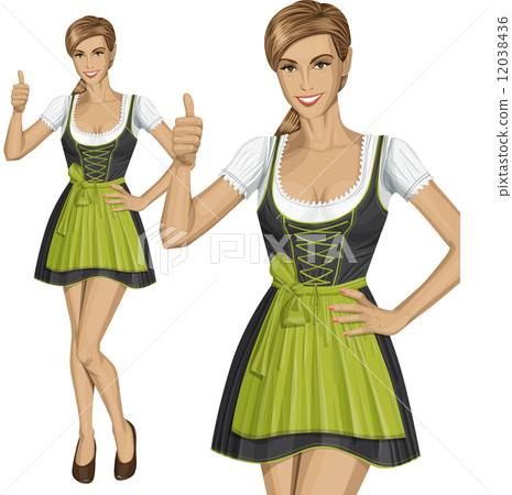 Vector Cute Woman In Drindl On Oktoberfest 12038436