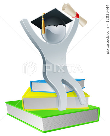 Graduation person on books Graduation person on books 12039444