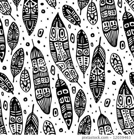 Vintage Feathers. Seamless background. 12039463