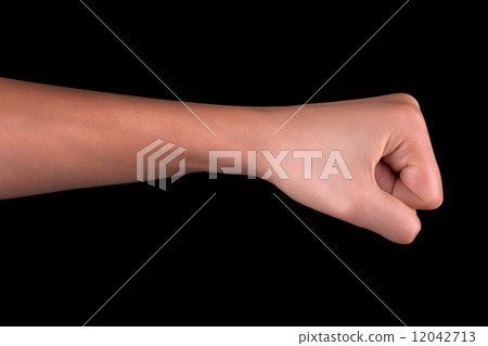 Powerful fist pump against black background 12042713