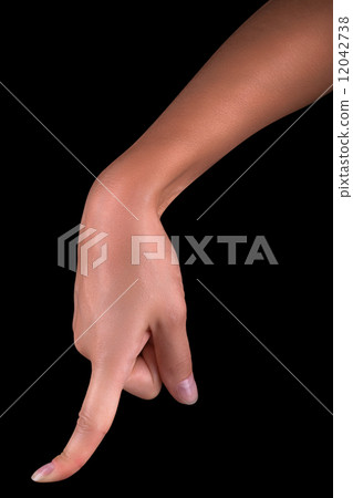 woman's finger pointing or touching woman's finger pointing or touching 12042738