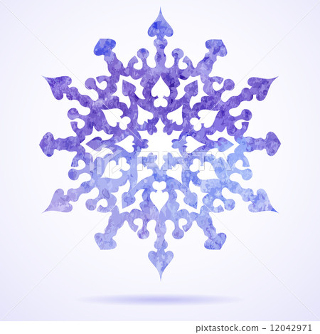 Watercolor blue painted Christmas snowflake 12042971