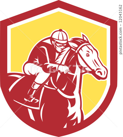 Jockey Horse Racing Shield Retro 12043162