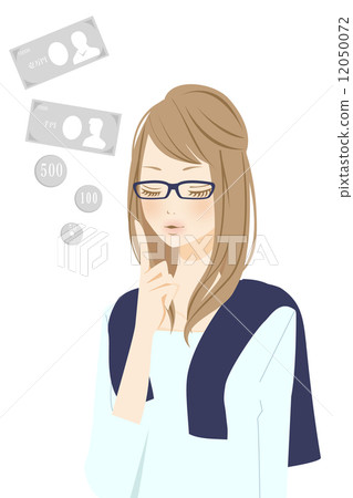 A smiling woman displaying money points 12050072