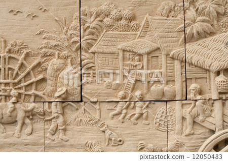 native molding art on wall in thai style 12050483