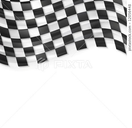 Finish wavy flag design. Black and white squares 12056448