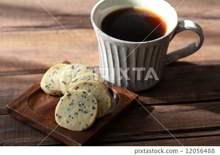 Homemade sesame cookies made with cultured butter and black coffee 12056488