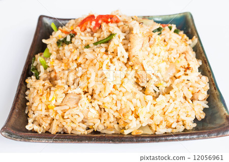 Fried rice with deep fried pork garlic and vegetable Fried rice with deep fried pork garlic and vegetable 12056961