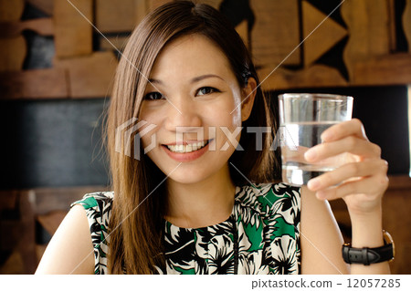 Asian Woman at Cafe 12057285