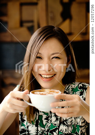 Asian Woman at Cafe Asian Woman at Cafe 12057296