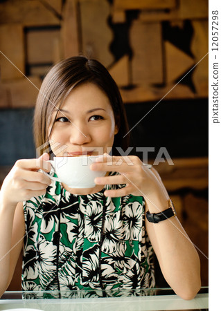 Asian Woman at Cafe Asian Woman at Cafe 12057298