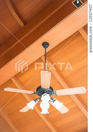 Beautiful hanging ceiling fan with glass lamps 12057407