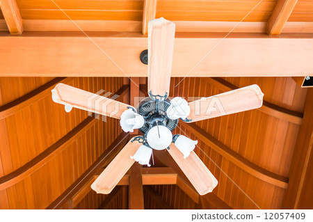 Classical wood ceiling fan with white glass lamps Classical wood ceiling fan with white glass lamps 12057409