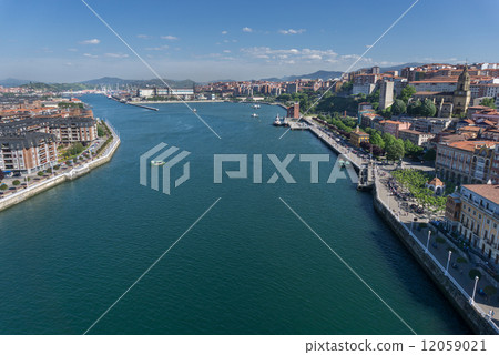 Portugalete and Sestao towns from Bizkaia suspension bridge 12059021