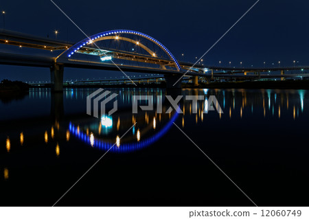 Night view of Jiangbei junction and light-up Goshiki Sakura Ohashi 12060749
