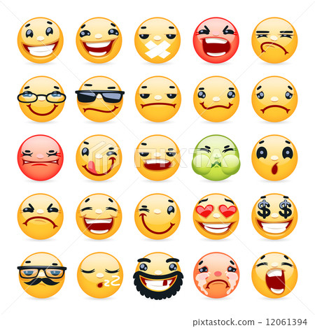 Cartoon Facial Expression Smile Icons Set Cartoon Facial Expression Smile Icons Set 12061394