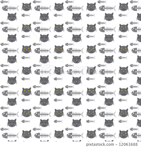 seamless vector pattern cats and fishbone seamless vector pattern cats and fishbone 12061688