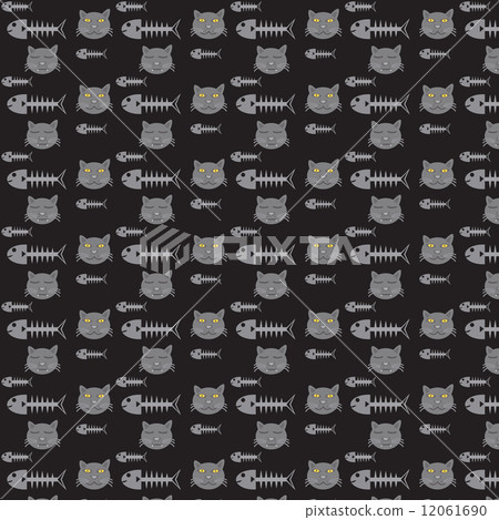 seamless vector pattern cats and fishbone seamless vector pattern cats and fishbone 12061690
