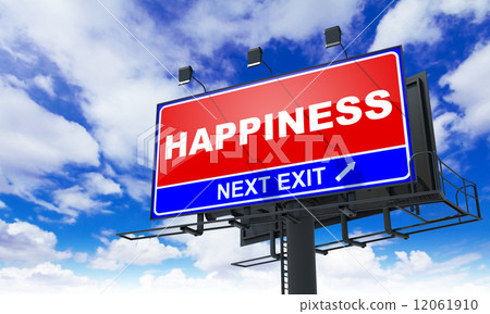 Happiness  Inscription on Red Billboard. 12061910