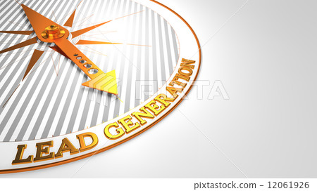 Lead Generation on White with Golden Compass. 12061926