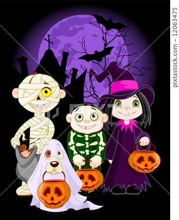 Halloween trick or treating children 12063475