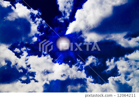 Night sky, the moon lights the fabulous clouds 12064211