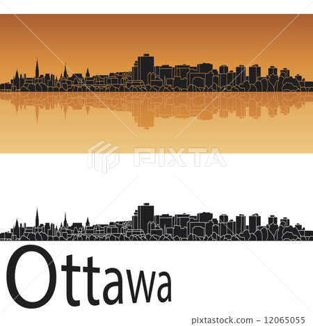 Ottawa skyline in orange background Ottawa skyline in orange background 12065055