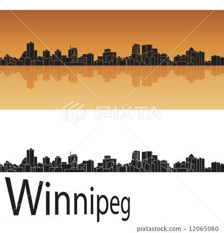 Winnipeg skyline in orange background Winnipeg skyline in orange background 12065060