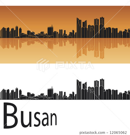 Busan skyline in orange background Busan skyline in orange background 12065062