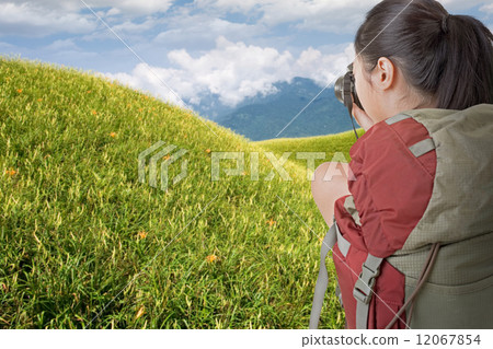backpacker take photo 12067854
