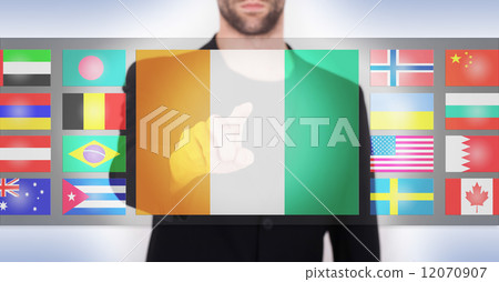 Hand pushing on a touch screen interface 12070907