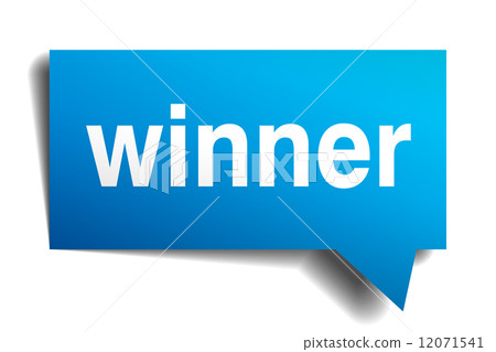 Winner blue 3d realistic paper speech bubble isolated on white Winner blue 3d realistic paper speech bubble isolated on white 12071541