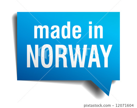 made in Norway blue 3d realistic speech bubble isolated on white background 12071604