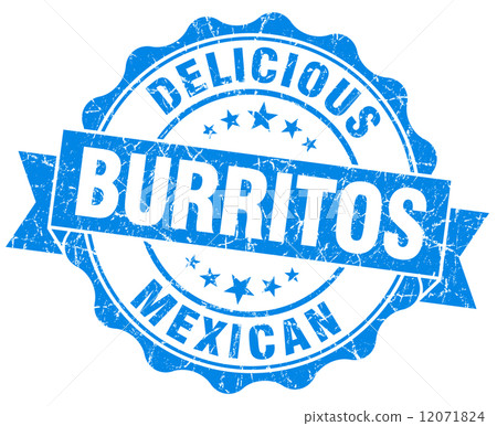 Delicious burritos blue vintage seal isolated on white Delicious burritos blue vintage seal isolated on white 12071824