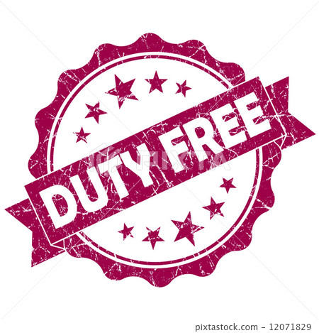 Duty free pink vintage round grunge seal isolated on white background 12071829
