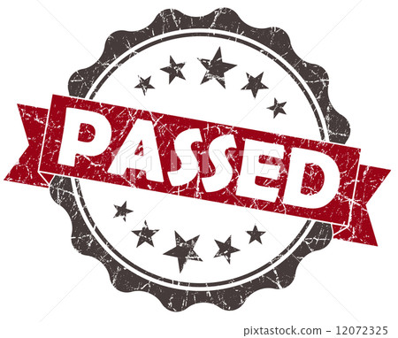 插图素材: passed red grunge vintage seal isolated on white