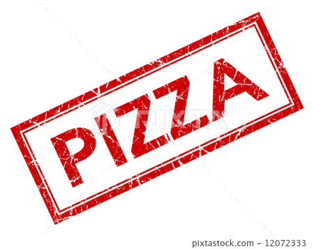Pizza red square grungy stamp isolated on white background Pizza red square grungy stamp isolated on white background 12072333