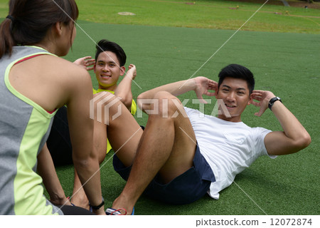 Asian young adults doing exercise 12072874