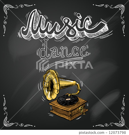 Retro vintage gramophone poster 12073798