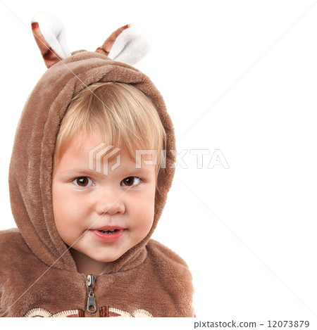 Portrait of smiling Caucasian baby girl in bear costume isolated Portrait of smiling Caucasian baby girl in bear costume isolated 12073879