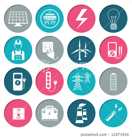 Electricity power icons set 12073958