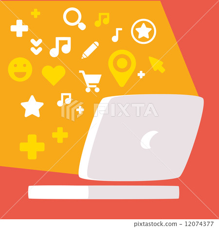 set of icons for social networks and web in the light of the mon 12074377
