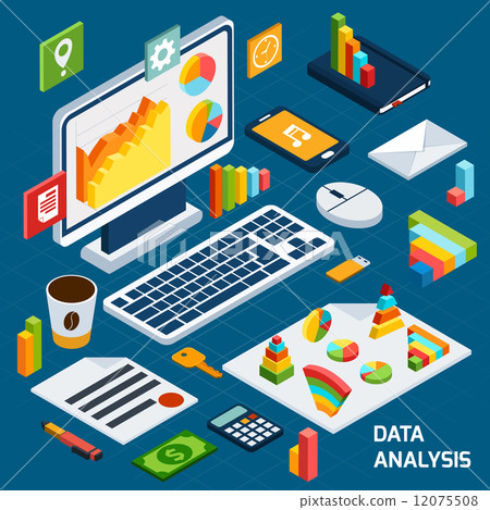 Isometric data analysis set - Stock Illustration [12075508] - PIXTA