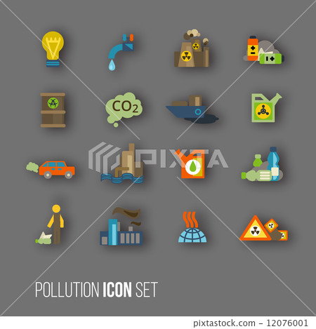 Pollution icon set 12076001