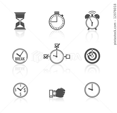 Time management clock icons set 12076018