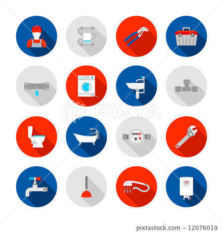 Plumbing icons set 12076019