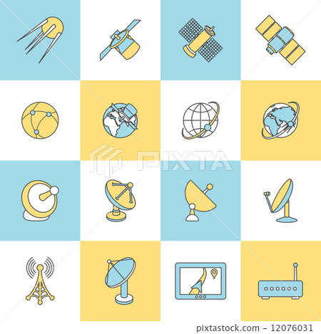 Satellite Flat Line Icons Satellite Flat Line Icons 12076031