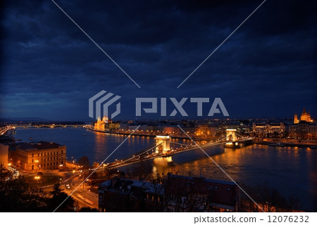 Aerial view of Budapest with Danube Aerial view of Budapest with Danube 12076232