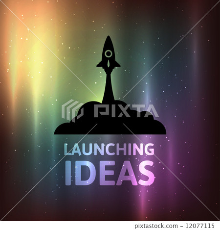 Yellow rocket and white cloud, icon in flat style, vector illustration 12077115