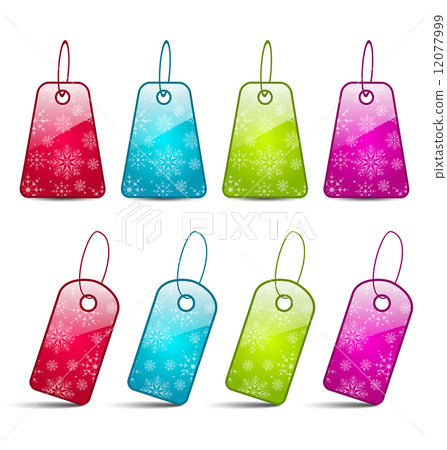 Set multicolored tags isolated on white background 12077999